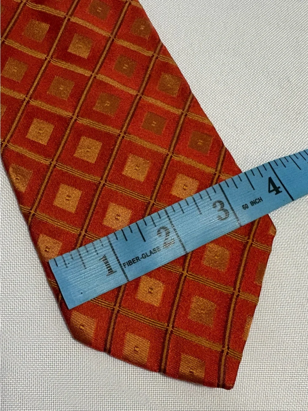 Two Hugo Boss Classic Orange and Yellow Geometric Silk Tie - Men Accessories